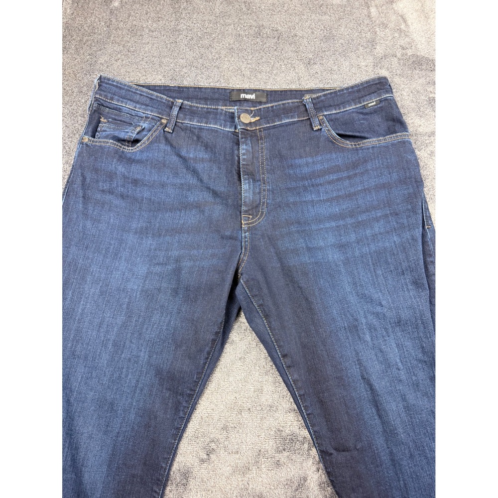 Mavi Matt Relaxed Straight Leg Jeans Mens 40x30 Dark Wash Indigo Stretch Denim